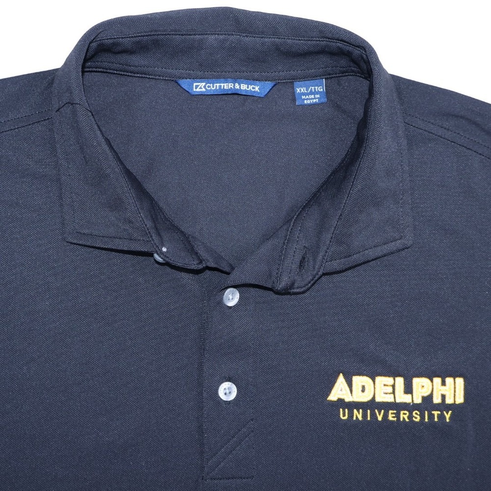 Cutter & Buck Adelphi‎ University Polo Shirt Black Mens XXL Short Sleeve Stretch